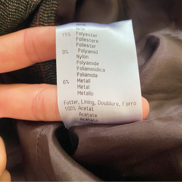 🍂 BETTY BARCLAY GREY RED PLAID WOOL BLEND BLAZER JACKET! - Picture 15 of 15